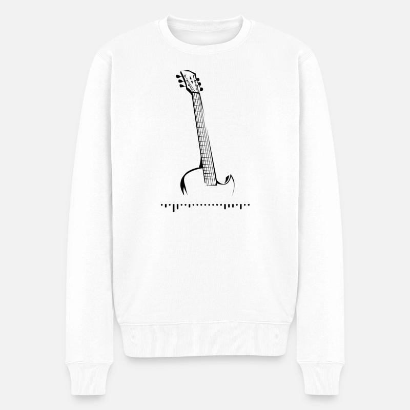 halbe Gitarre - Männer Premium Bio Pullover - Weiß