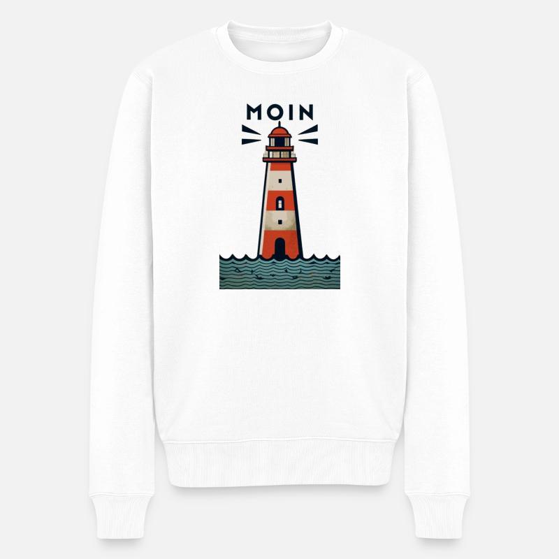 Leuchtturm - Männer Premium Bio Pullover - Weiß