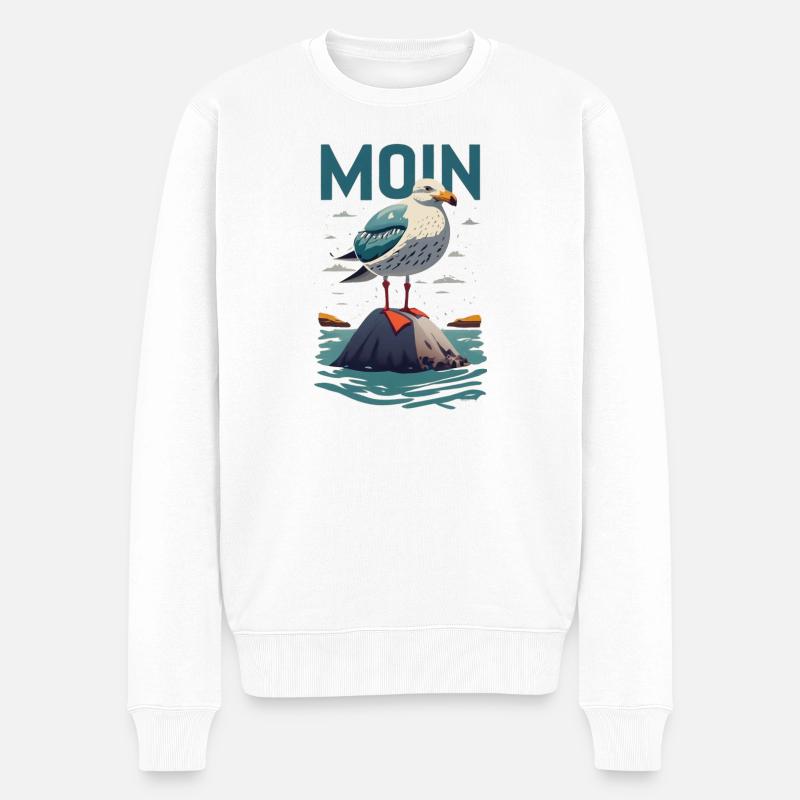 Moin Moin - Männer Premium Bio Pullover - Weiß