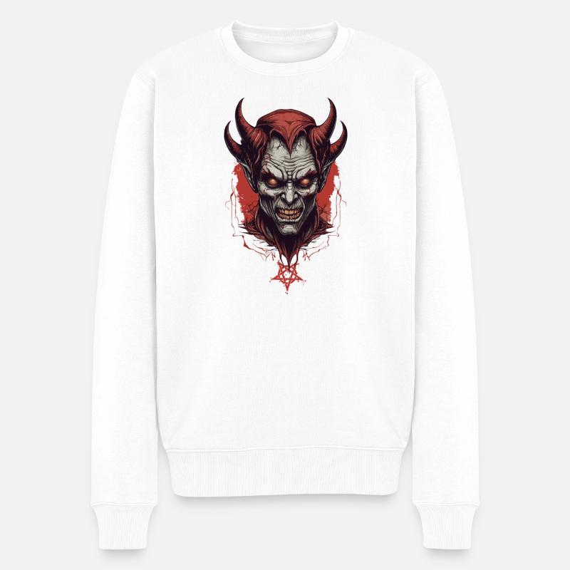 Höllen Dämon Teufel - Männer Premium Bio Pullover - Weiß