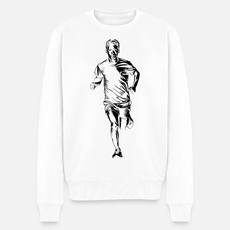 Dessin de joggeur - Pull Premium bio Homme - blanc
