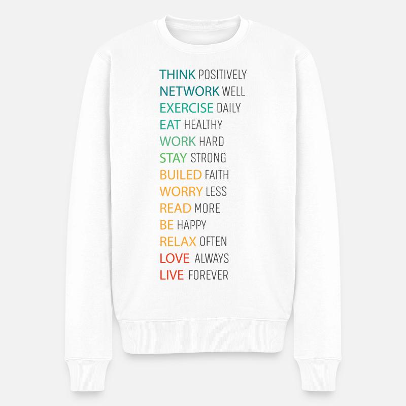 THINK POSITIVE - Pull Premium bio Homme - blanc