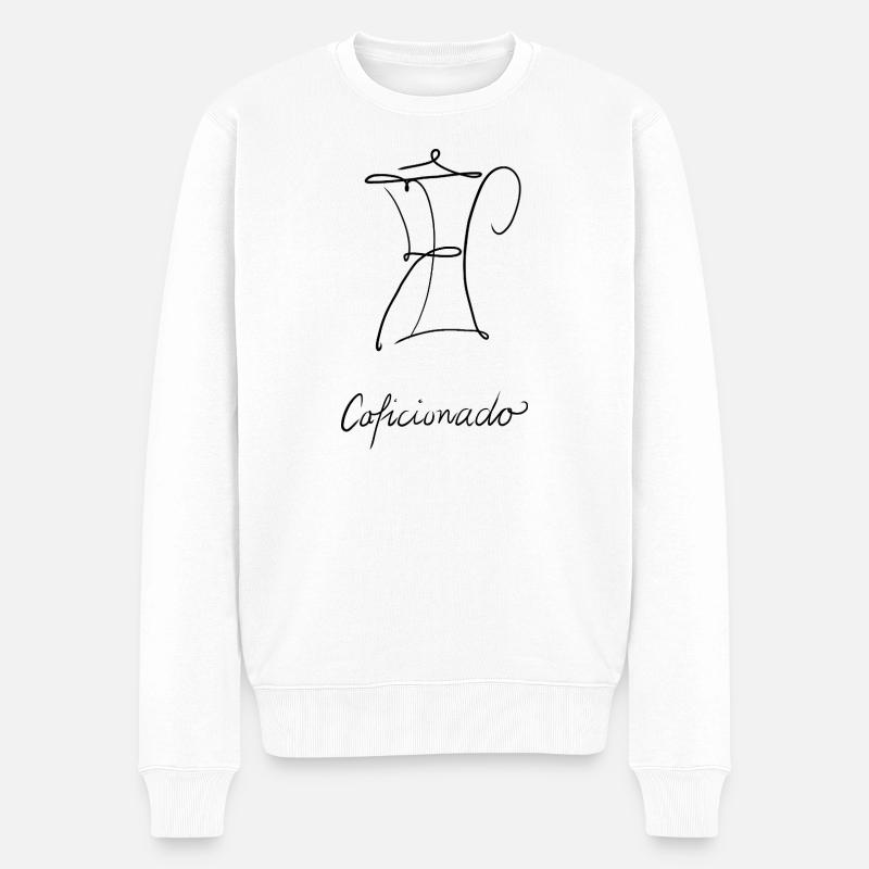 Caficionado - Cafetière - Pull Premium bio Homme - blanc