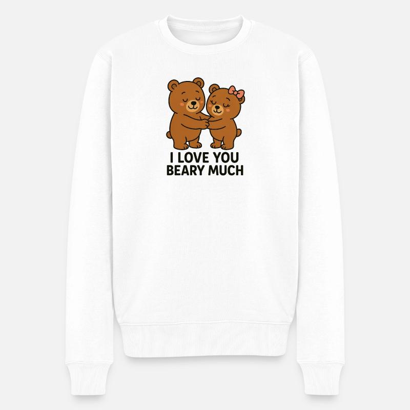 Liebevolle Bärenillustration mit Herzen - Männer Premium Bio Pullover - Weiß