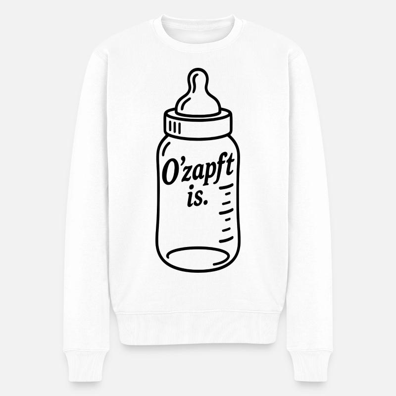 Baby Flasche Stillen Trinken O'zapft is - Männer Premium Bio Pullover - Weiß