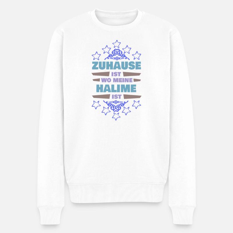 Vorname Halime - Männer Premium Bio Pullover - Weiß