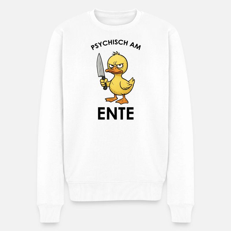 Wütende Enten mit Messer - Männer Premium Bio Pullover - Weiß