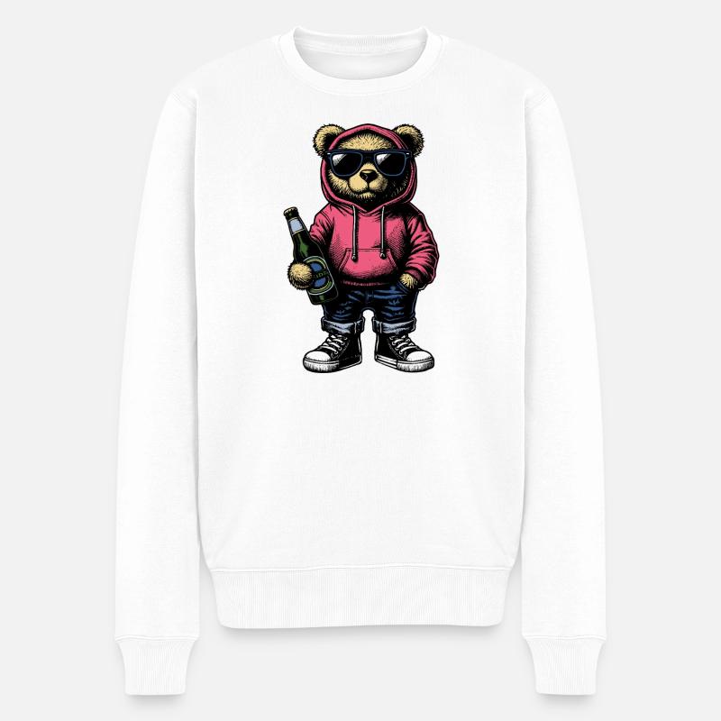 Cool Bear - Männer Premium Bio Pullover - Weiß