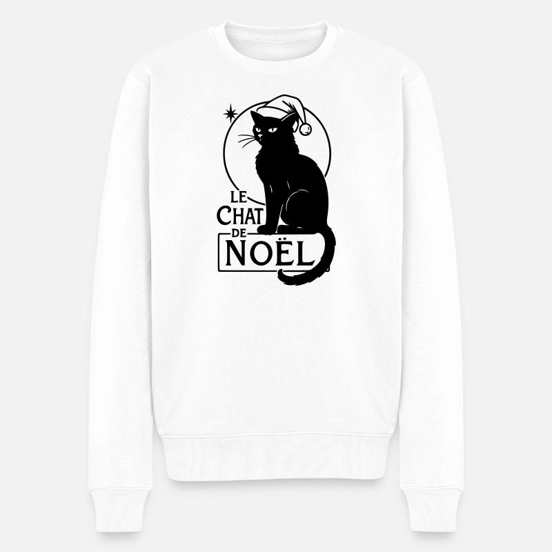 Le Chat de Noël – Vintage Christmas Cat - Pull Premium bio Homme - blanc