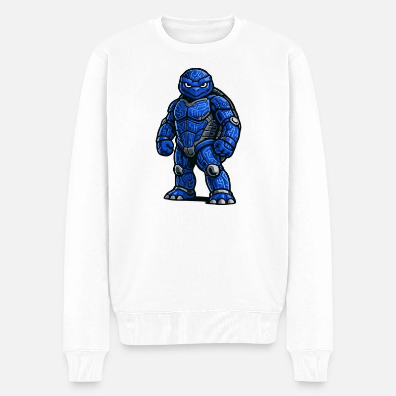 Futuristischer gepanzerter Schildkrötenkrieger - Männer Premium Bio Pullover - Weiß