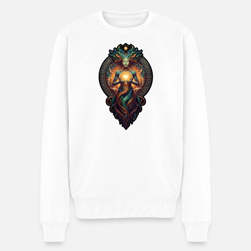 Leuchtendes Herz - Männer Premium Bio Pullover - Weiß