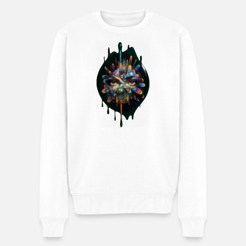 Kaleidoskop-Gesicht - Männer Premium Bio Pullover - Weiß