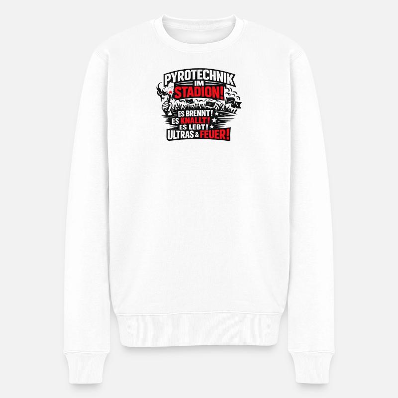 Pyrotechnik im Stadion - Männer Premium Bio Pullover - Weiß