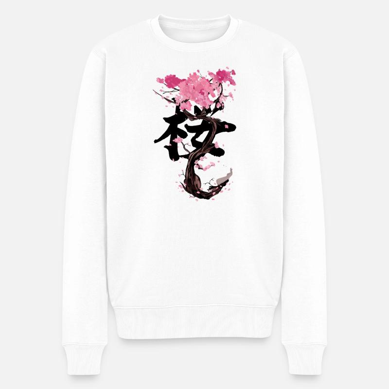 Un sakura avec ses kanji - Pull Premium bio Homme - blanc
