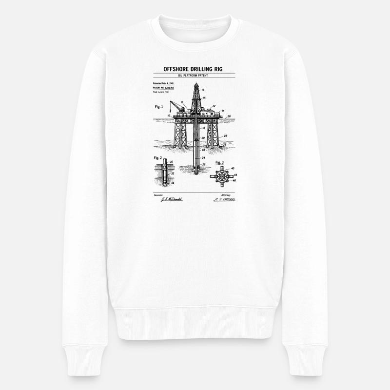 Offshore-Bohrrig-Bauplan T-Shirt - Männer Premium Bio Pullover - Weiß
