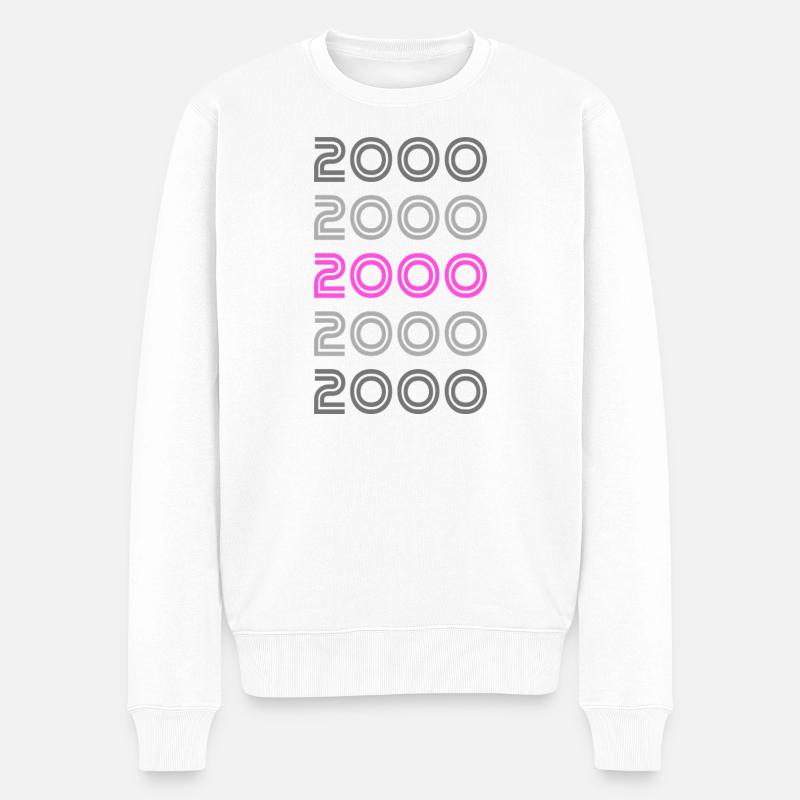 Retro 2000 - Männer Premium Bio Pullover - Weiß