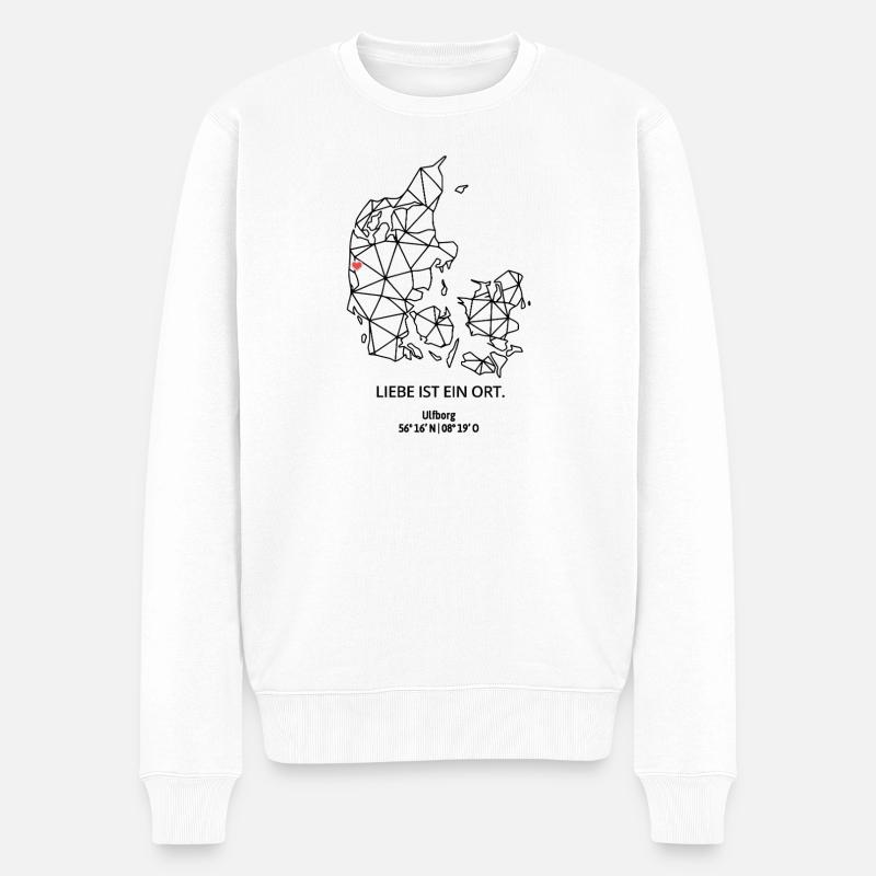 Dänemark Umriss - Ulfborg Liebe - Koordinaten - Männer Premium Bio Pullover - Weiß