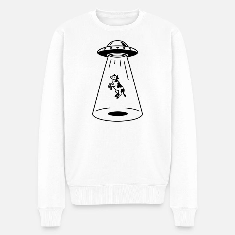 UFO mit Kuh - Männer Premium Bio Pullover - Weiß
