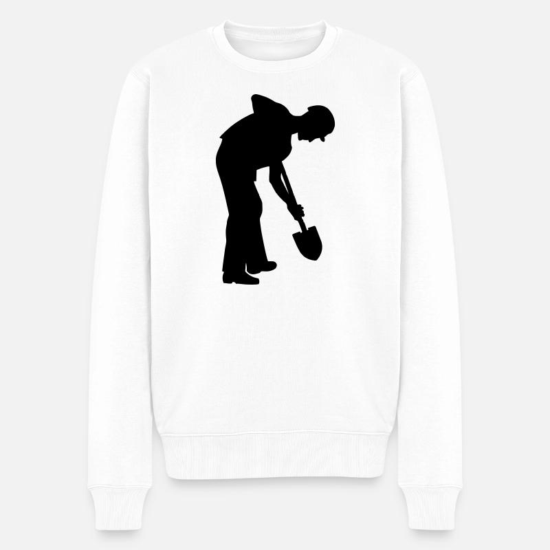 Fleißiger Bodenarbeiter – Grabteam - Männer Premium Bio Pullover - Weiß