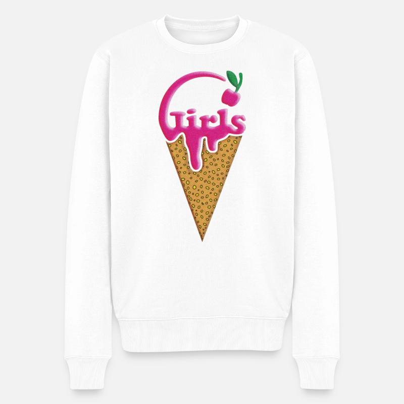 Mädchen-Grafik - Männer Premium Bio Pullover - Weiß