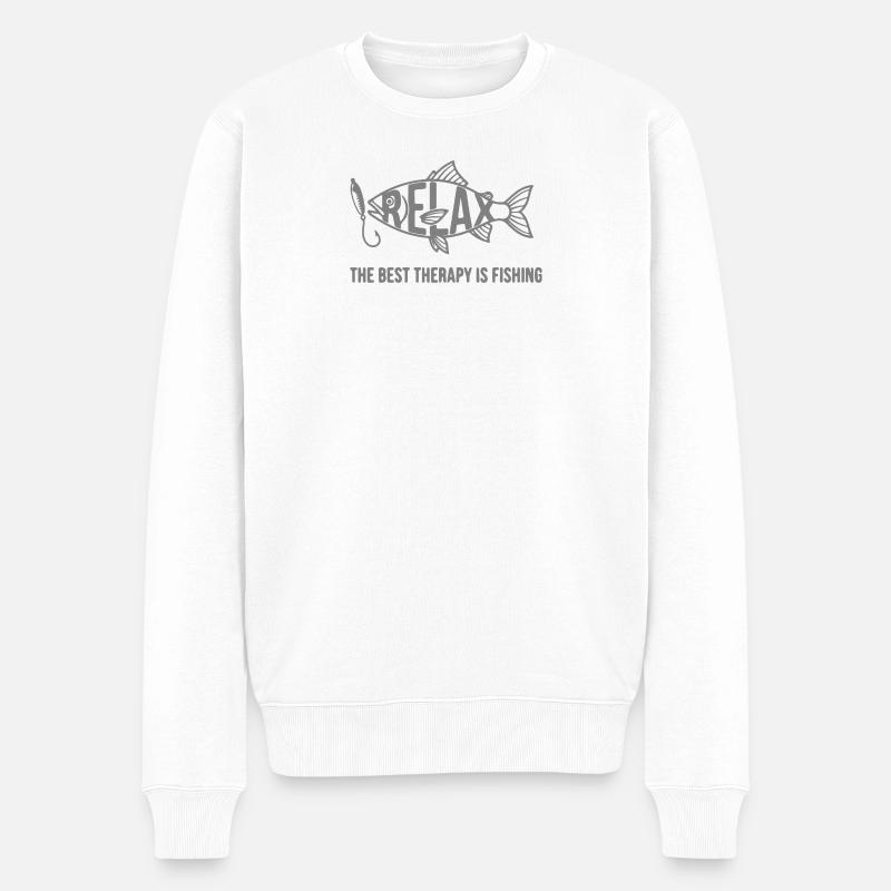 Angeln ist Therapie - Männer Premium Bio Pullover - Weiß