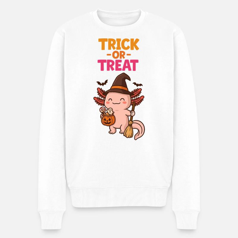 Axolotl Süßes oder Saures Halloween - Männer Premium Bio Pullover - Weiß