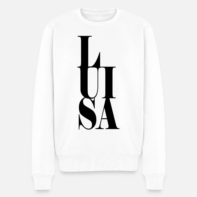 Luisa Name Vorname Moderne Schrift Wort Art - Männer Premium Bio Pullover - Weiß