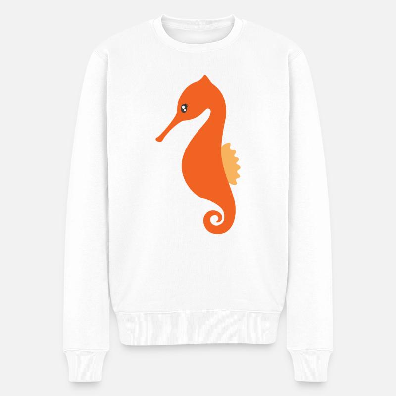 Seepferdchen - Männer Premium Bio Pullover - Weiß