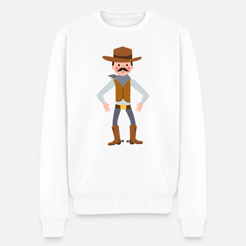 cowboy - Männer Premium Bio Pullover - Weiß