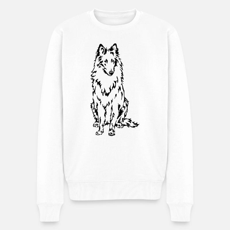 Motif de chien Groenendael - Pull Premium bio Homme - blanc