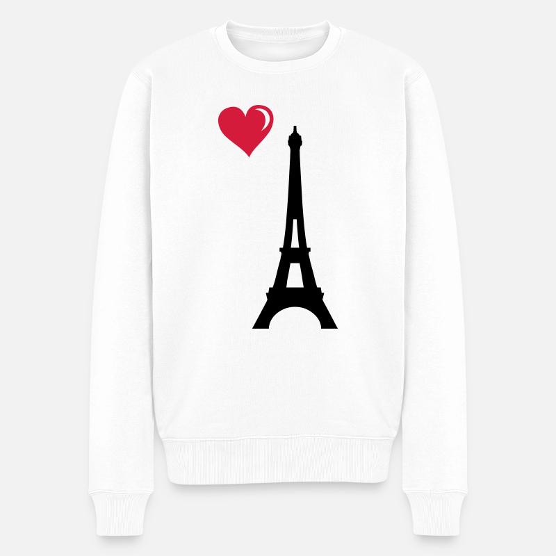 eiffel tower love - Männer Premium Bio Pullover - Weiß