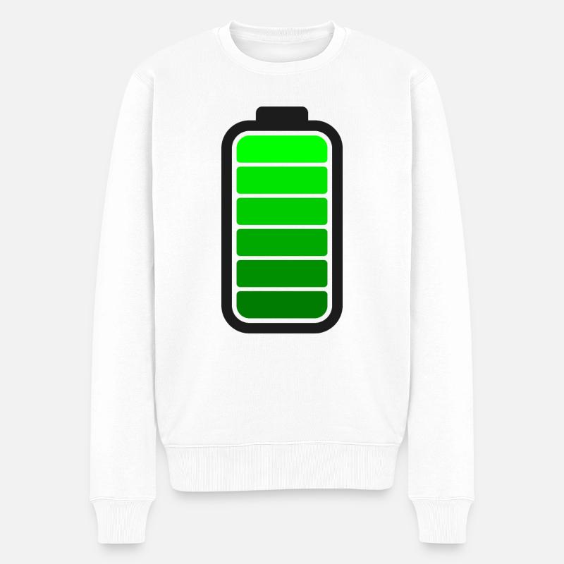 BATTERIE PLEINE - Noir - Pull Premium bio Homme - blanc