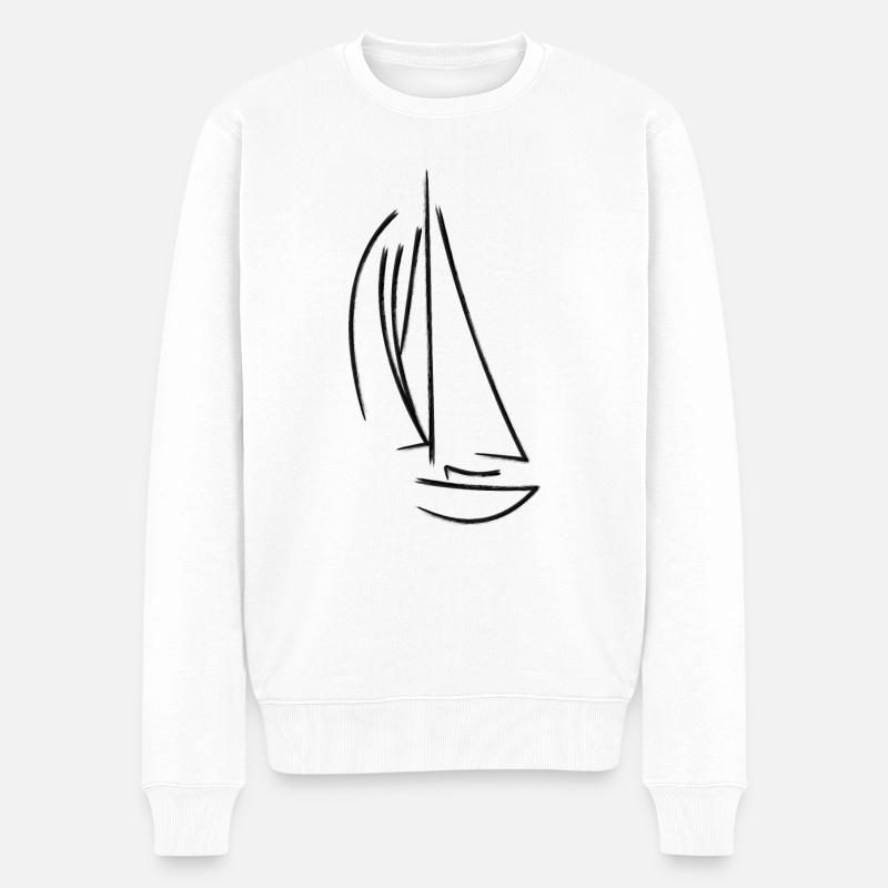 Segelboot Segelsport Schiff Geschenkidee - Männer Premium Bio Pullover - Weiß