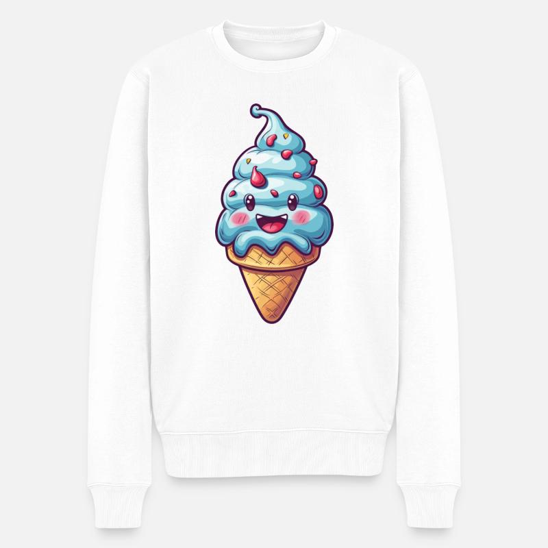 Création de crème glacée souriante - Pull Premium bio Homme - blanc