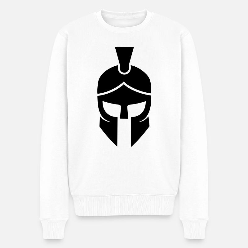 Spartanischer Helm - Männer Premium Bio Pullover - Weiß