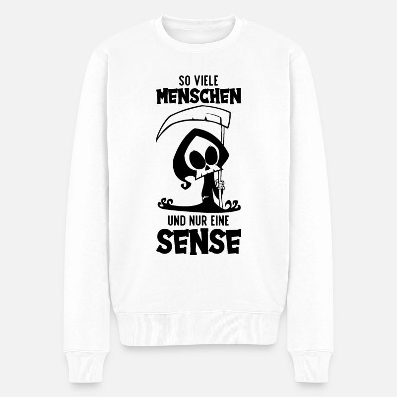 ICH HASSE MENSCHEN SENSENMANN - Männer Premium Bio Pullover - Weiß