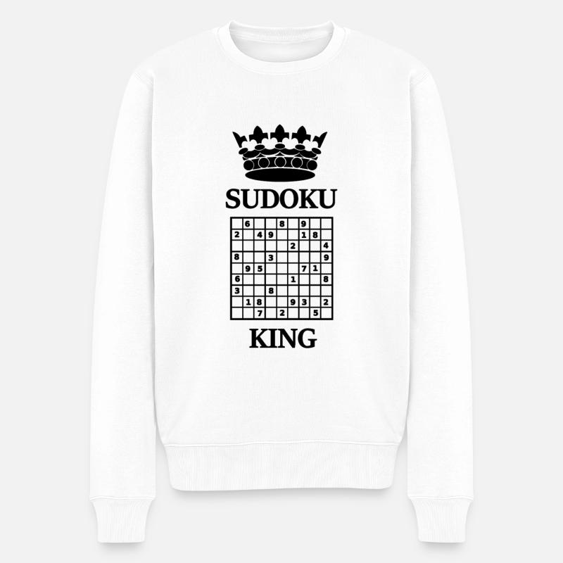 Sudoku - Männer Premium Bio Pullover - Weiß
