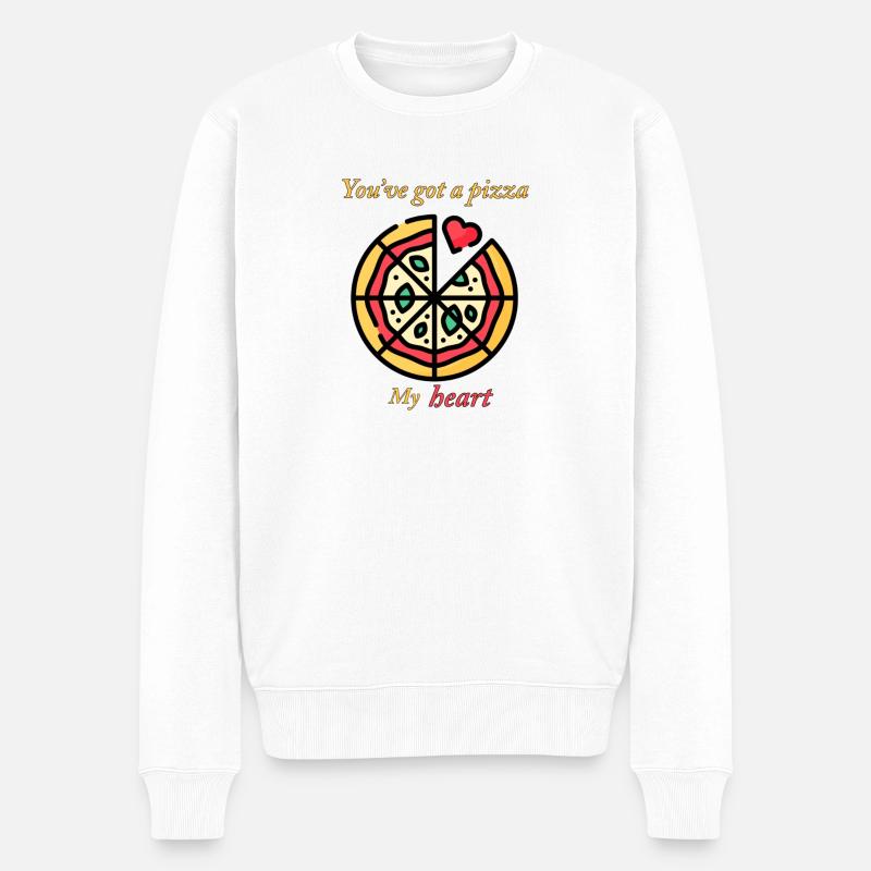 Pizza Mein Herz - Männer Premium Bio Pullover - Weiß