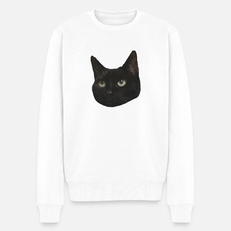 Tête de chat noir - Pull Premium bio Homme - blanc