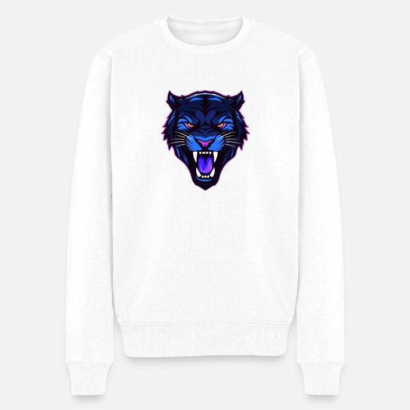 Schwarzer Panther - Männer Premium Bio Pullover - Weiß