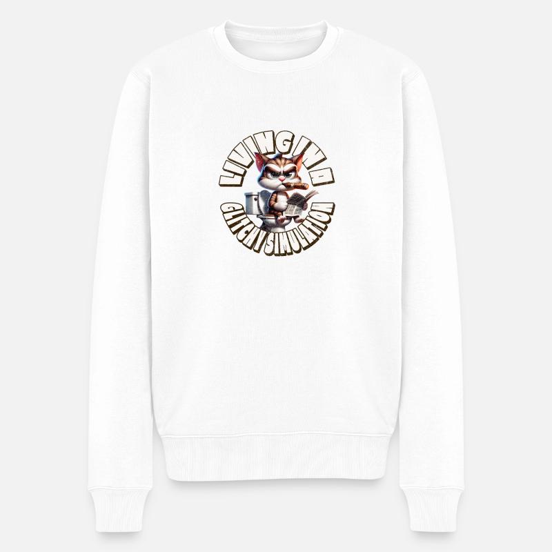Vivre dans une simulation glitchy - Pull Premium bio Homme - blanc