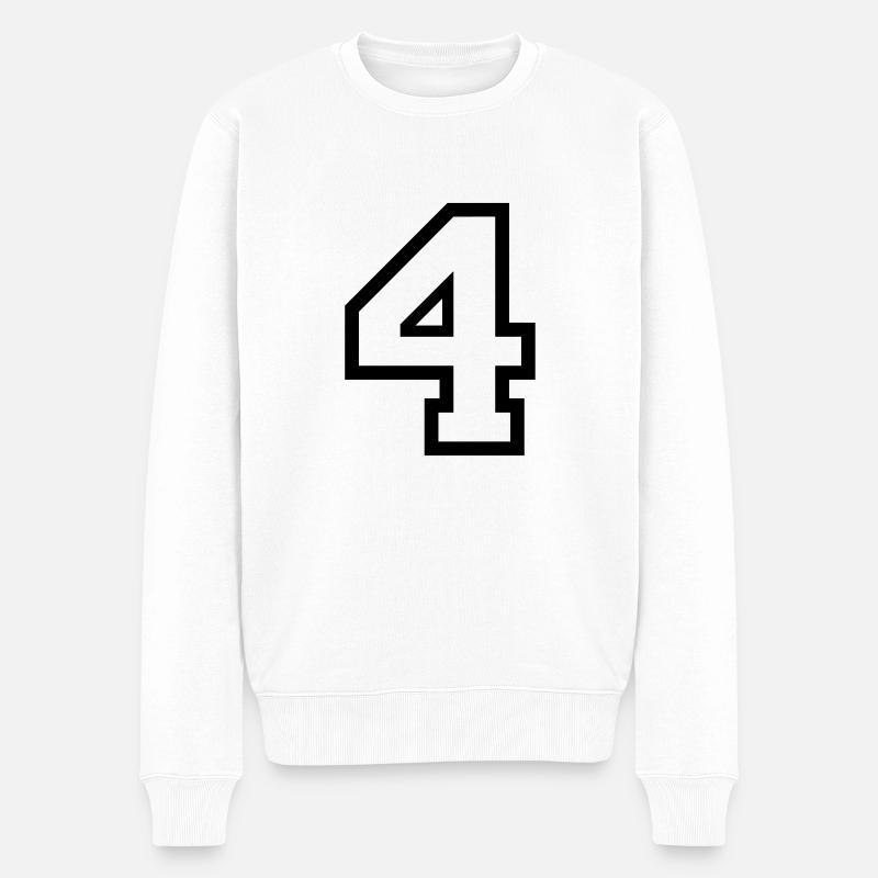 DIE NUMMER VIER - 4 - Männer Premium Bio Pullover - Weiß