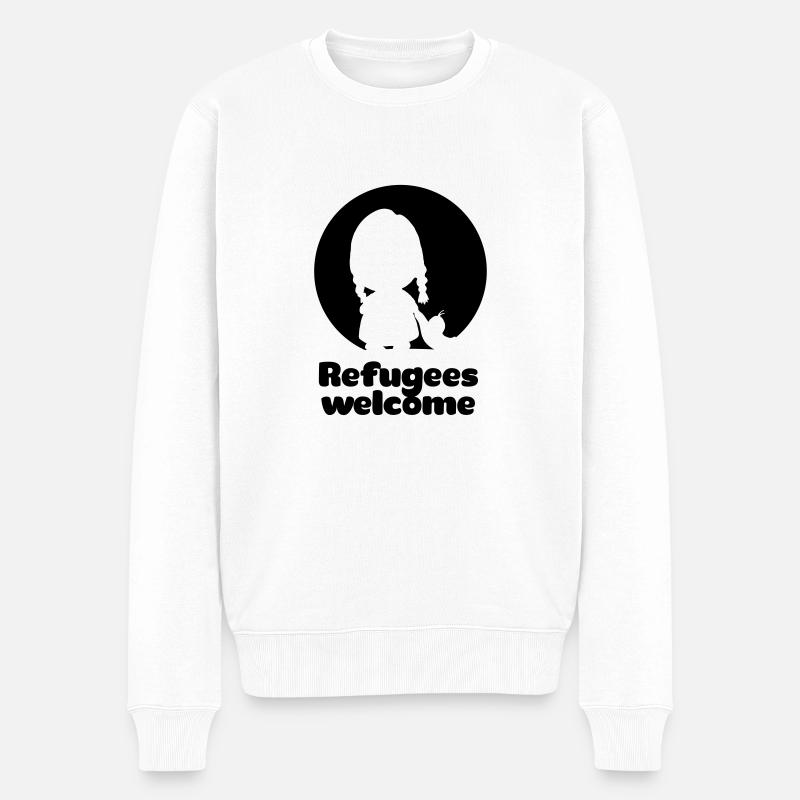 Refugees welcome - Männer Premium Bio Pullover - Weiß
