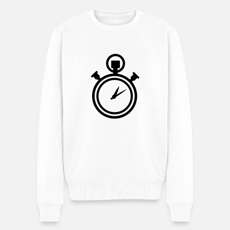 Uhr - Männer Premium Bio Pullover - Weiß