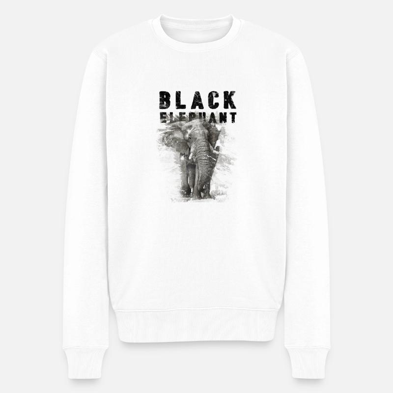 T-Shirt Black Elephant - Männer Premium Bio Pullover - Weiß