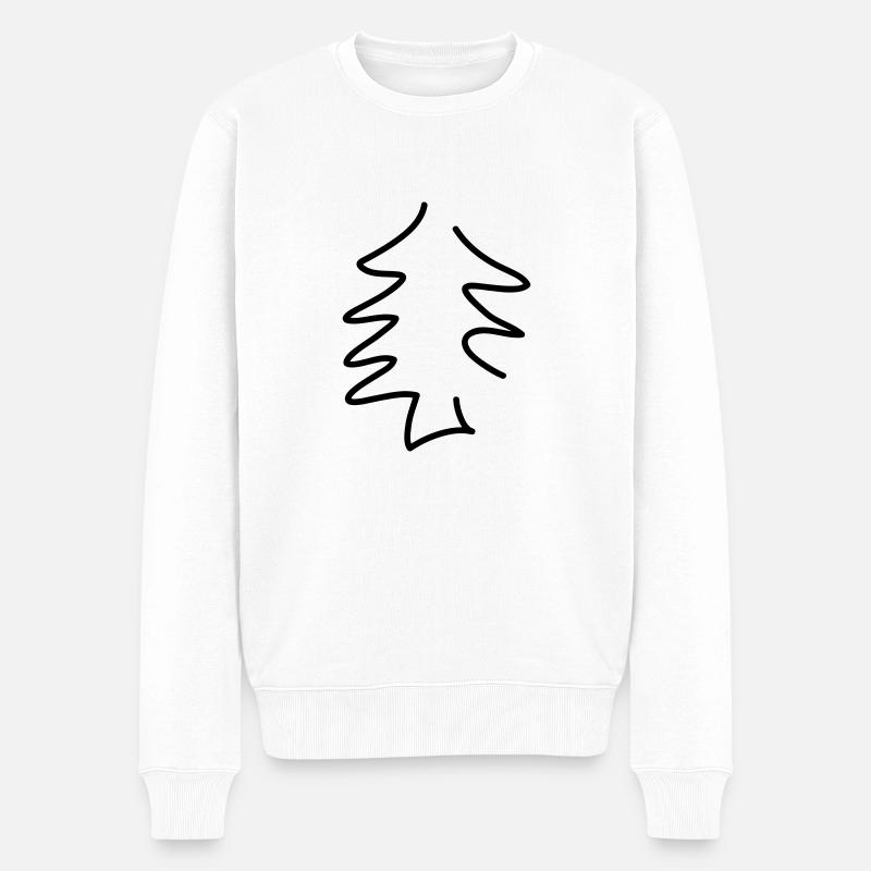 einfache Tanne - line - Männer Premium Bio Pullover - Weiß