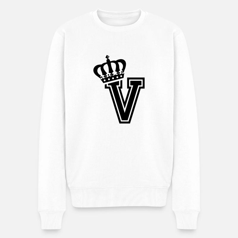 Lettre V - Pull Premium bio Homme - blanc