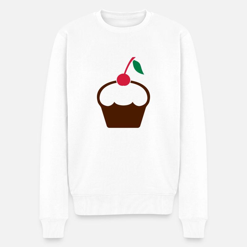 Cupcake mit Kirsche - Männer Premium Bio Pullover - Weiß