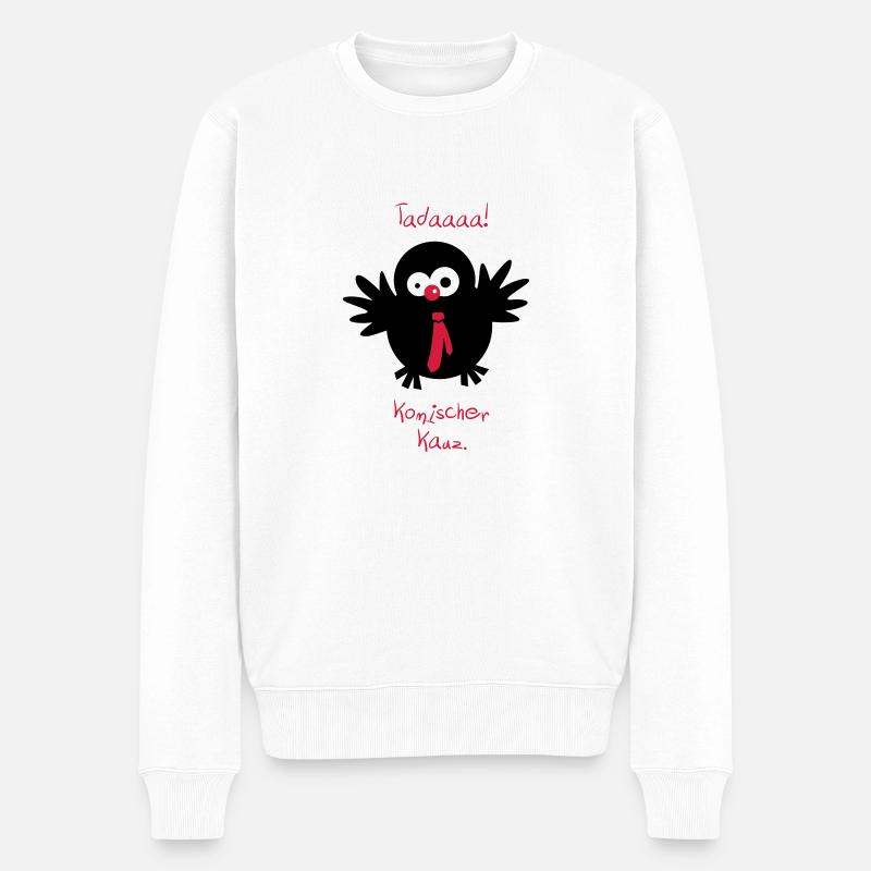 Eine Eule // Komischer Kauz. - Männer Premium Bio Pullover - Weiß