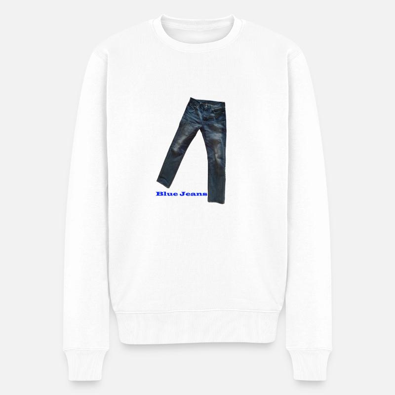 Jean bleu - Pull Premium bio Homme - blanc